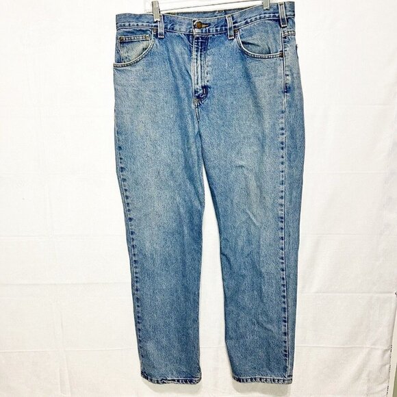 Carhartt Jeans 38x32 Light Wash Straight Leg Denim Traditional Fit B180 STW - Picture 1 of 9